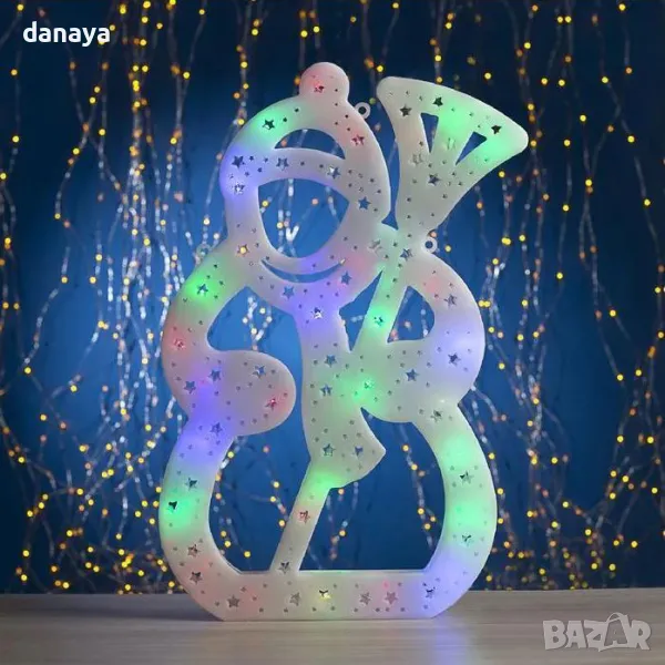 5458 Светеща коледна фигура Снежен човек с преливащи LED свeтлини, 42 см, снимка 1