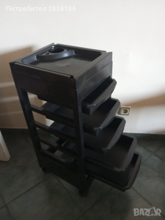 Етажерка с 5 чекмеджета с отвор за сешоар, на колелца, снимка 1