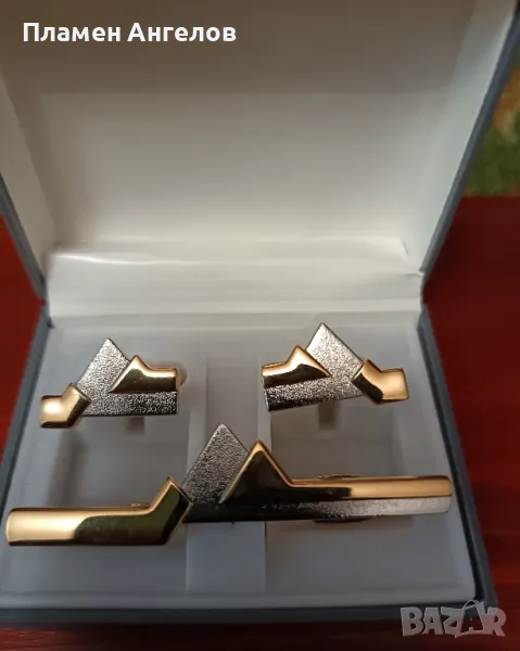 Щипка за вратовръзка и бутон ели. , снимка 1