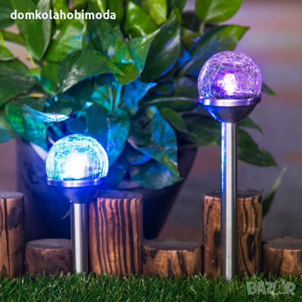 Соларна лампа с RGB Led,Бяла, Синя, Червена, Зелена Светлина, Подвижна глава, 37x7 cm , снимка 1