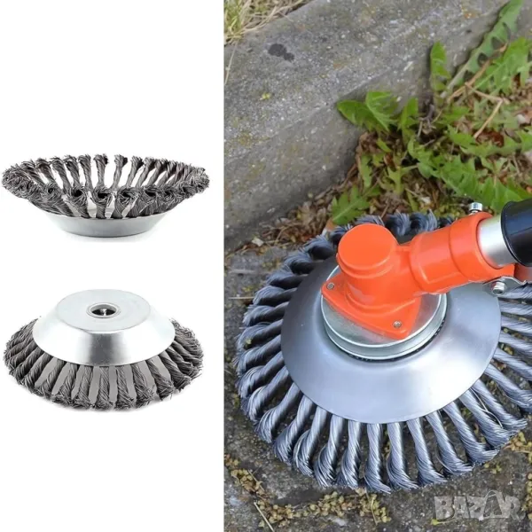 Ф20см Стомана телена четка за градински косачки и тримери, снимка 1