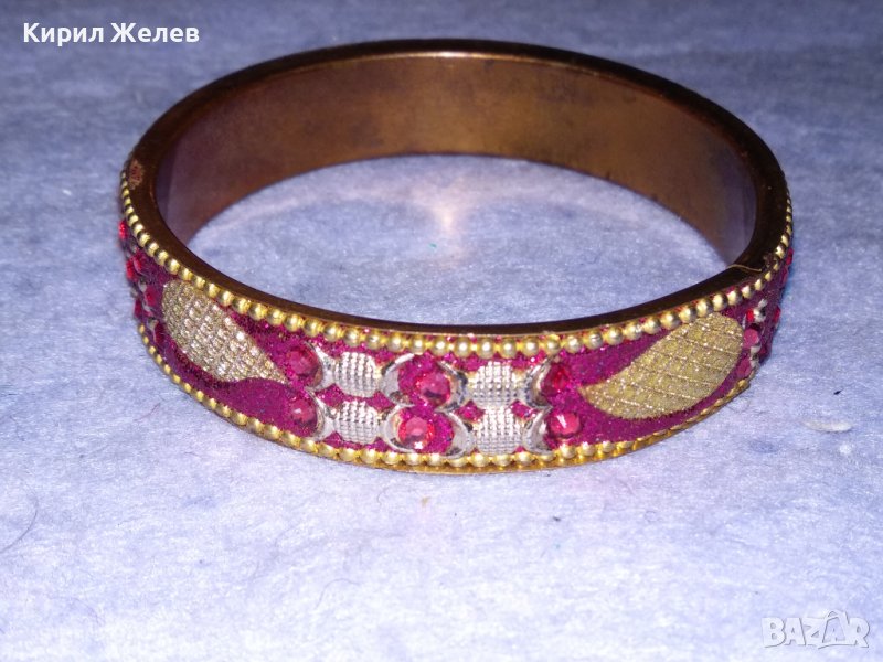 ЕФЕКТНА МОДНА ОРНАМЕНТИРАНА АРТ ГРИВНА БРОНЗИРАНА НЕРЪЖДАЕМА СТОМАНА и КРИСТАЛЧЕТА 37528, снимка 1