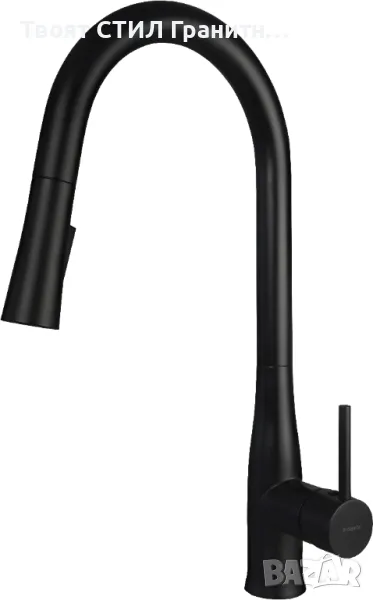 Черен смесител за кухня с изтегляща глава и 2 режима на струя - 9500, снимка 1