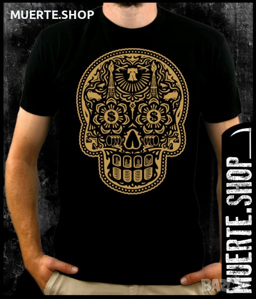 Черна тениска с щампа DOLLAR EYE SUGARSKULL, снимка 1