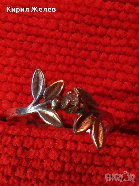 ФЛОРАЛЕН НЕЖЕН БЕЛ ЕПОК СТИЛ СРЕБЪРЕН АРТ ПРЪСТЕН с ИНКРУСТИРАН СКЪПОЦЕНЕН ЦИРКОН 17637, снимка 1