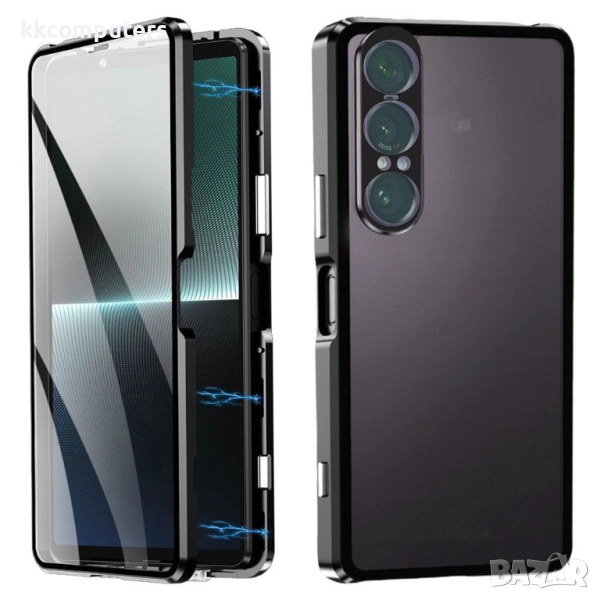 Защитен Магнитен калъф за Sony Xperia 1 VII | 360° Защита | Стъклен Протектор | Черен, Лилав, Сребри, снимка 1