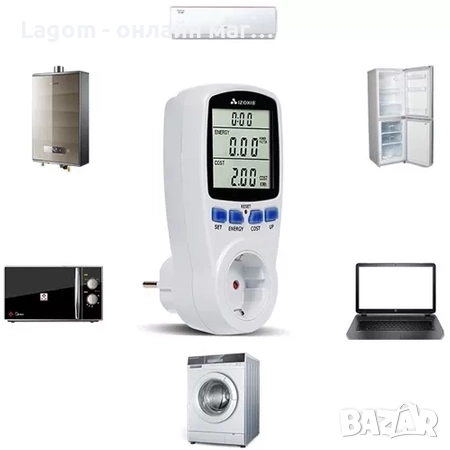 Дигитален ватметър за контрол на консумацията на енергия, цифров дисплей Izoxis, снимка 1