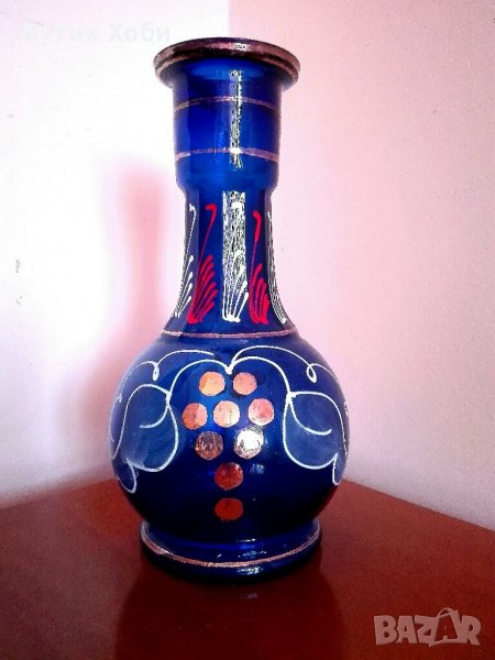 Наргиле ваза от кобалтово стъкло, снимка 1