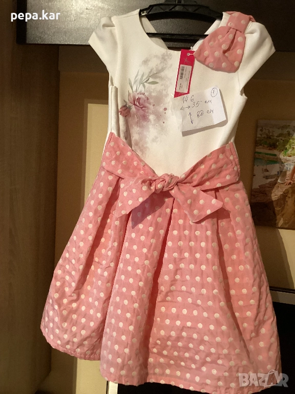 НОВА С етикет Детска рокличка 146 с къс ръкав официална, снимка 1