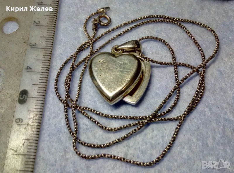 РОМАНТИЧЕН СРЕБЪРЕН ПЕНДАНТ СЪРЧИЦЕ РАМКА За СНИМКИ с ФИНА СРЕБЪРНА ВЕРИЖКА - СРЕБРО 925 ПРОБА 13820, снимка 1