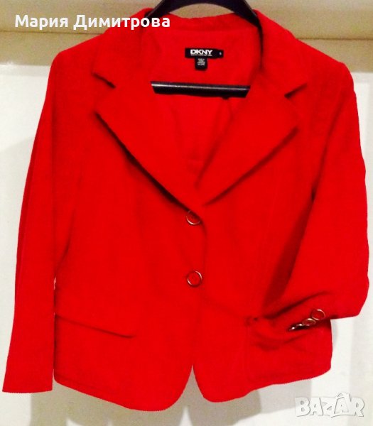 DKNY Donna Karan червено сако от памучно кадифе , снимка 1