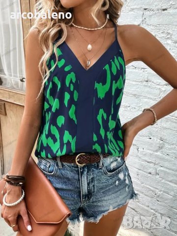 Дамски топ с V-образно деколте и леопардови шарки, 5цвята , снимка 15 - Корсети, бюстиета, топове - 41046539