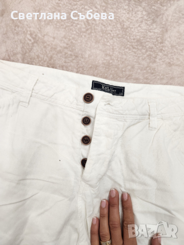 Ленени бели къси панталони , снимка 2 - Панталони - 44598659
