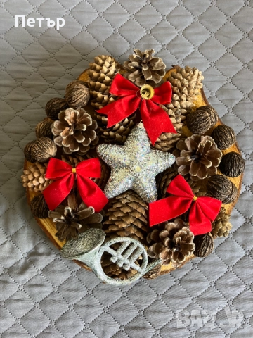 Коледна украса с шишарки, снимка 11 - Декорация за дома - 52294924