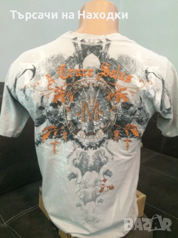 Автентична мъжка тениска MONARCHY Grey Orange Embroidery S Small светлосива , снимка 6 - Тениски - 50925997
