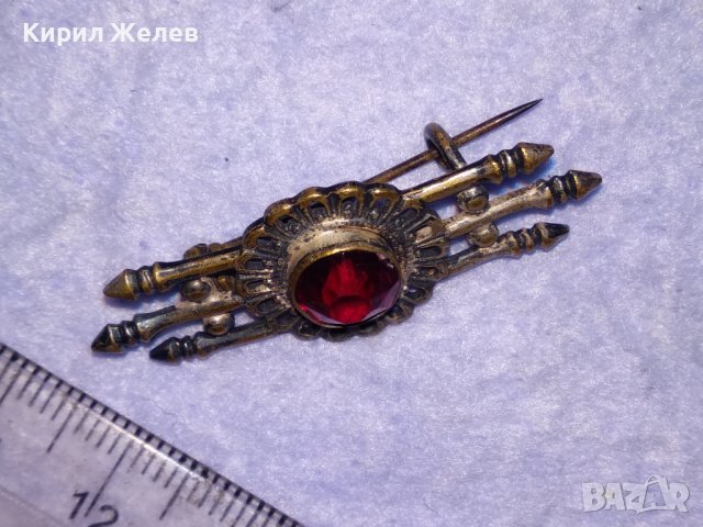 СТАРИННА СКЪПОЦЕННА ПОСРЕБРЕНА АЖУРНА РЕТРО БРОШКА с ЮВЕЛИРНО РЪЧНО ФАСЕТИРАН КАМЪК ГРАНАТ 38599, снимка 17 - Антикварни и старинни предмети - 41623042