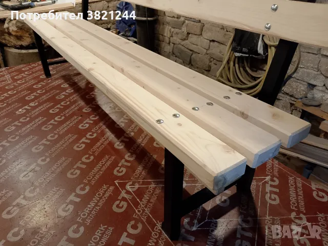 Пейка от прахово боядисан метален профил и иглолистна дървесина , снимка 6 - Градински мебели, декорация  - 47703119