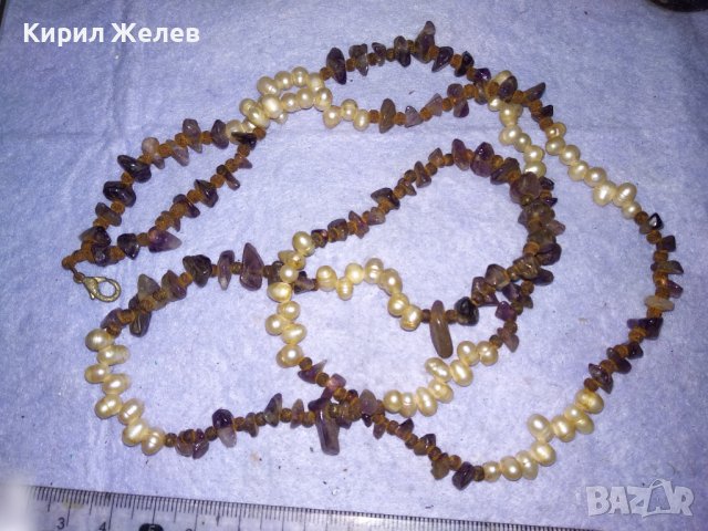 СТАРО СКЪПОЦЕННО КОЛИЕ ЕСТЕСТВЕНИ РЕЧНИ ПЕРЛИ АМЕТИСТ и ПАТИНИРАН МЕТАЛ 38887, снимка 7 - Антикварни и старинни предмети - 41865435