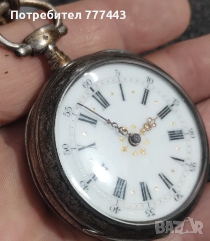Сребърен джобен часовник , снимка 6 - Джобни - 53633898
