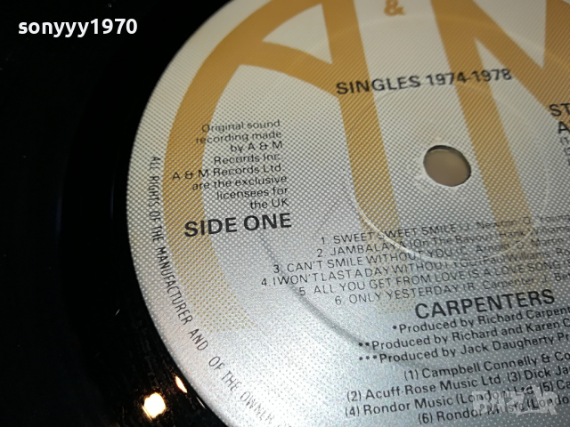 поръчана-THE CARPENTERS-ENGLAND 0504221742, снимка 18 - Грамофонни плочи - 36355866