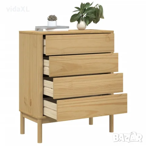 vidaXL Скрин FLORO, восъчнокафяв, бор масив, снимка 4 - Скринове - 56147410