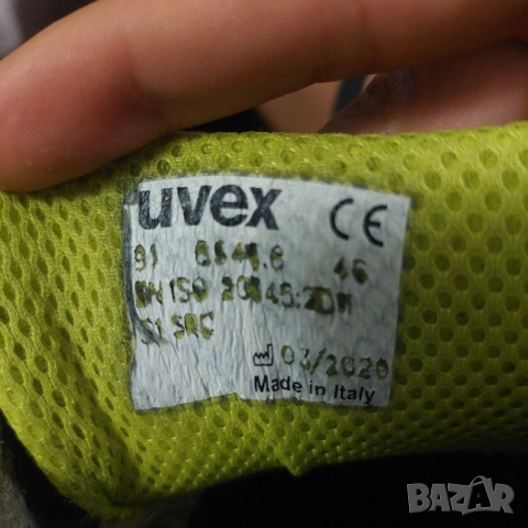 предпазни работни обувки с бомбе uvex 1 / 8543.8 S1 SRC номер 46, снимка 4 - Други - 51826310