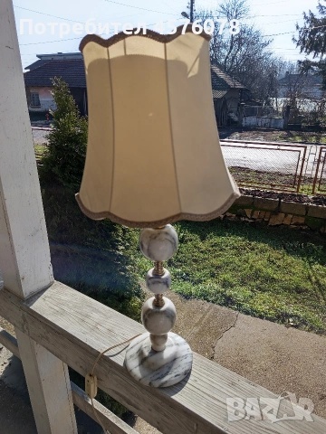 ретро мраморни и дървена лампа, снимка 2 - Лампиони - 53615457