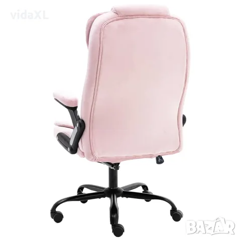vidaXL Масажиращ офис стол, розов, кадифе, снимка 3 - Столове за офис - 56146292