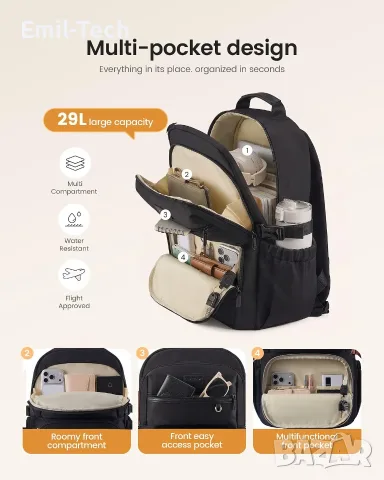 Дамска раница за лаптоп 15.6″ 25L лека, черна LOVEVOOK, снимка 5 - Раници - 55960847