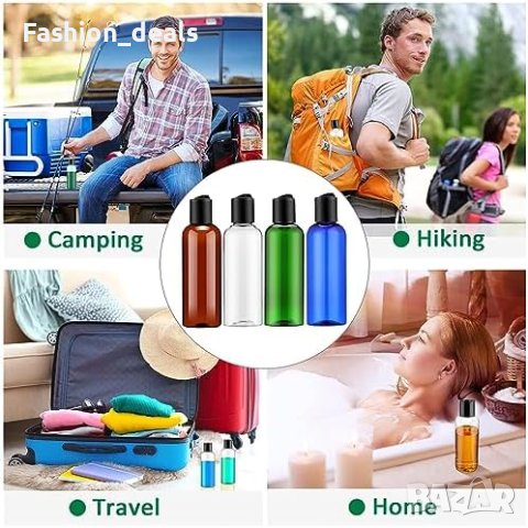 Нови 6 броя пластмасови бутилки 100мл с дискова горна капачка течни лосиони козметика, снимка 3 - Други - 42200923