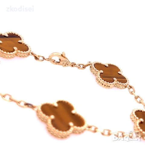 Златна дамска гривна Van Cleef 9,54гр. 17,0см. 14кр. проба:585 модел:37761-4, снимка 2 - Гривни - 53861745