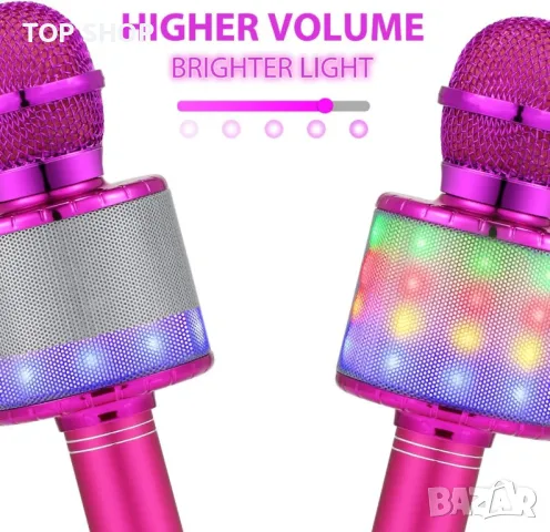 Fede безжичен Караоке Bluetooth микрофон с мигащи цветни LED светлини, снимка 2 - Микрофони - 49265157