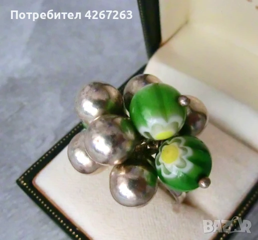 Сребърен пръстен с Millefiori, снимка 5 - Пръстени - 49302294
