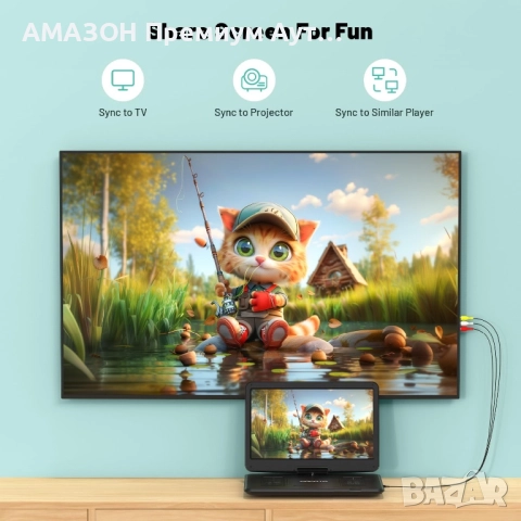 POFOTO PD15 17,5” преносим DVD плейър с 15,6” HD екран,USB/SD,5000mAh/дистанционно/антишок,черен, снимка 5 - Плейъри, домашно кино, прожектори - 52739361