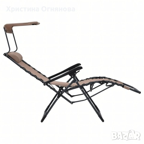 Сгъваем градински шезлонг с нулева гравитация и сенник – комфорт за пълна релаксация, снимка 2 - Градински мебели, декорация  - 53052128