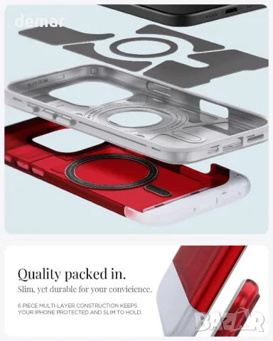 Калъф Spigen Classic C1 MagFit за iPhone 16 Pro, съвместим с аксесоари MagSafe, рубинено червен, снимка 5 - Калъфи, кейсове - 47440643