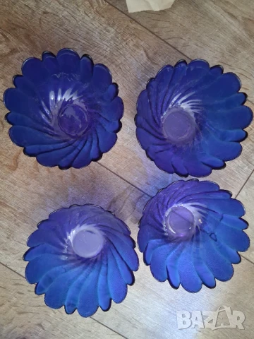 Синьо стъкло 4 бр. купучки