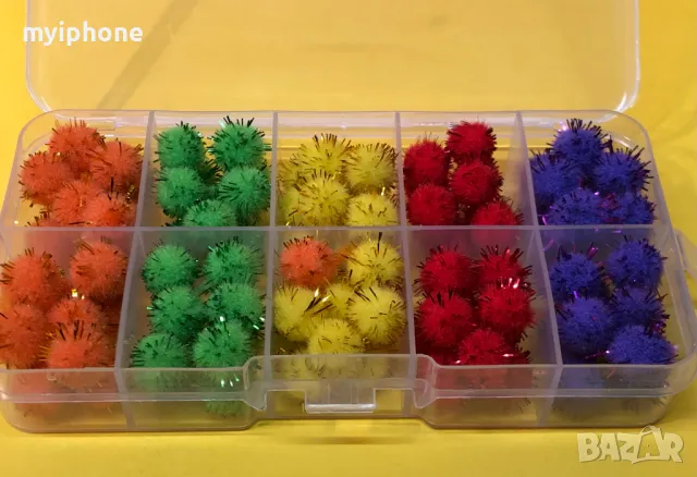 100 бр. Примамки различни цветове за риболов на шаран плуващи топчета с блестящи власинки, снимка 2 - Такъми - 48968244