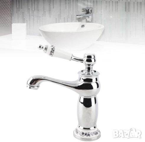 Винтидж/ ретро смесител за мивка за баня с флорални мотиви , снимка 5 - Смесители - 52468945