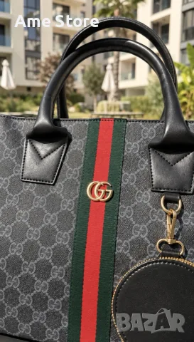 Дамска черна чанта Gucci, снимка 2 - Чанти - 56165371