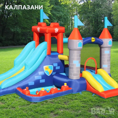 HAPPY HOP Батут замък с пързалка 400x280x265 9322, снимка 16 - Надуваеми играчки - 50447063