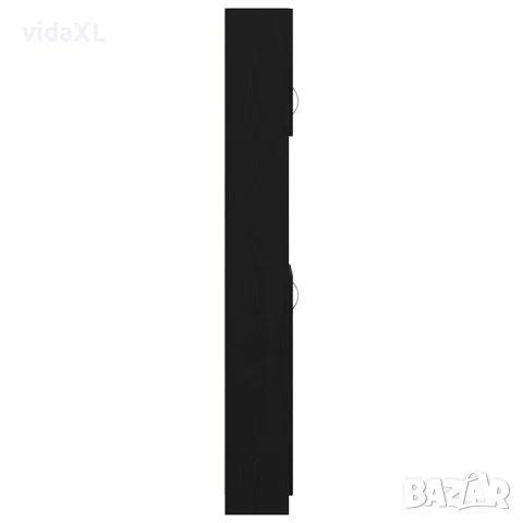 vidaXL Шкаф за баня, черно и дъб, 32x25,5x190 см, инженерно дърво, снимка 7 - Шкафове - 56148374