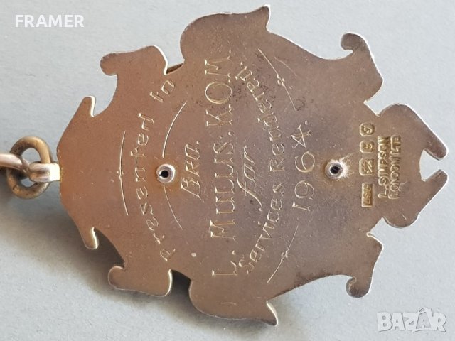 Сребърен позлата емайл Триизмерен Медал Орден Масонски Англия Лондон  , снимка 8 - Антикварни и старинни предмети - 42484496