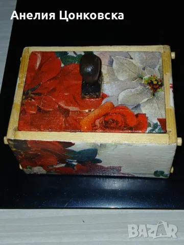 Дървена кутия с коледни мотиви , снимка 1