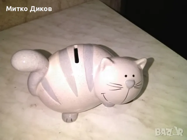 Коте бежово касичка нова керамика 17х12х11см, снимка 2 - Декорация за дома - 50169618