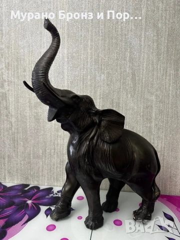 Голям Бронзов Слон - 12 кг (Височина 60 см / Дължина 40, снимка 2 - Антикварни и старинни предмети - 53464197