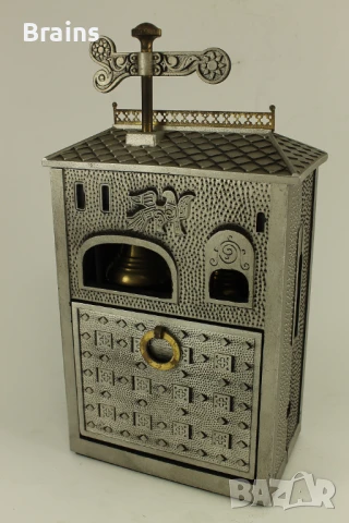 Стара Руска Музикална Кутия За Цигари Къщичка С Ветропоказател