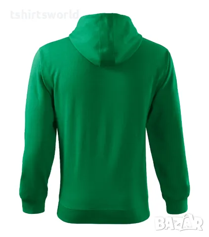 Нов мъжки суичър с ЦИП и качулка в зелен цвят, снимка 3 - Суичъри - 47968517