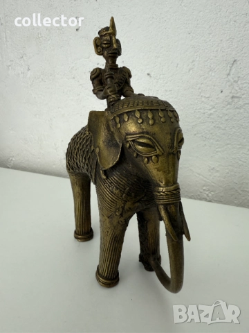 Стара индийска фигура на погонщик със слон. №7583, снимка 4 - Антикварни и старинни предмети - 52316658