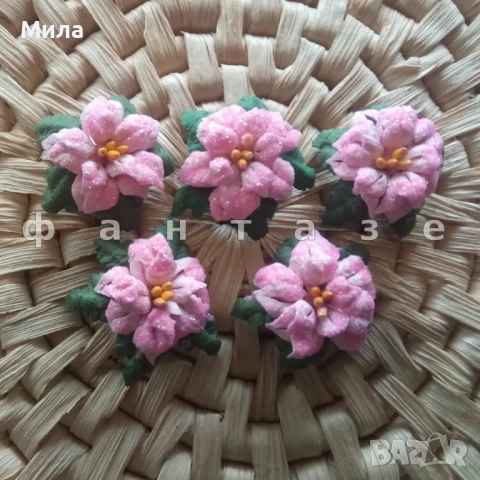 Мини коледни звезди 3,5см комплект, снимка 4 - Изкуствени цветя - 52025374